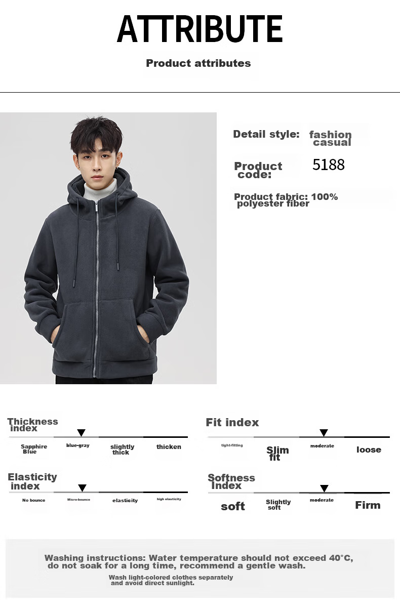 MiiOW Fleece Jacket for Men, Autumn And Winter New Trendy Versatile Outdoor Fleece-Lined Warm Casual Jacket Menswear 4
