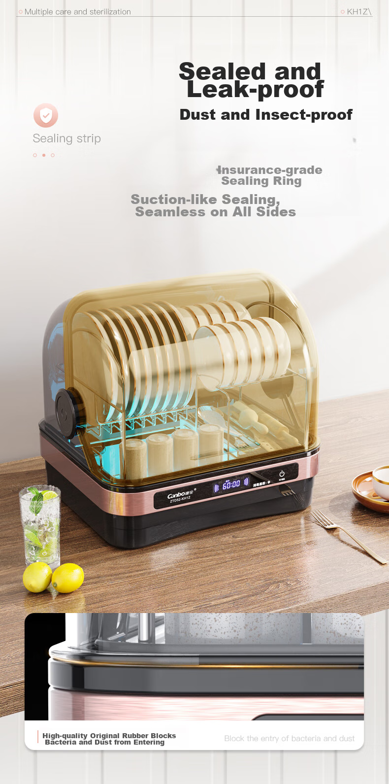 Canbo Disinfection Cabinet, Home Small Countertop Dish And Chopstick Sterilizer, UV Drying, No Draining Required, Mini Kitchen Disinfection Bowl Cabinet ZTD32-KH1Z 15