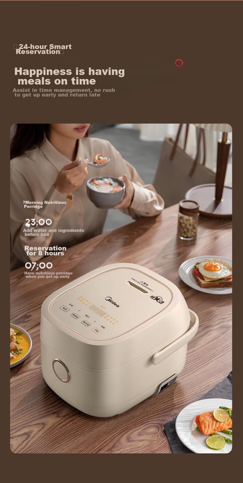 Midea Low-Glycemic Rice Cooker for Home Use, 3-4 People Capacity, 4L Large Capacity, Separates Rice And Soup, Drains Rice, Reduces Added Sugar, IH Stove Compatible, Model CFB4095HL, Official Brand 9