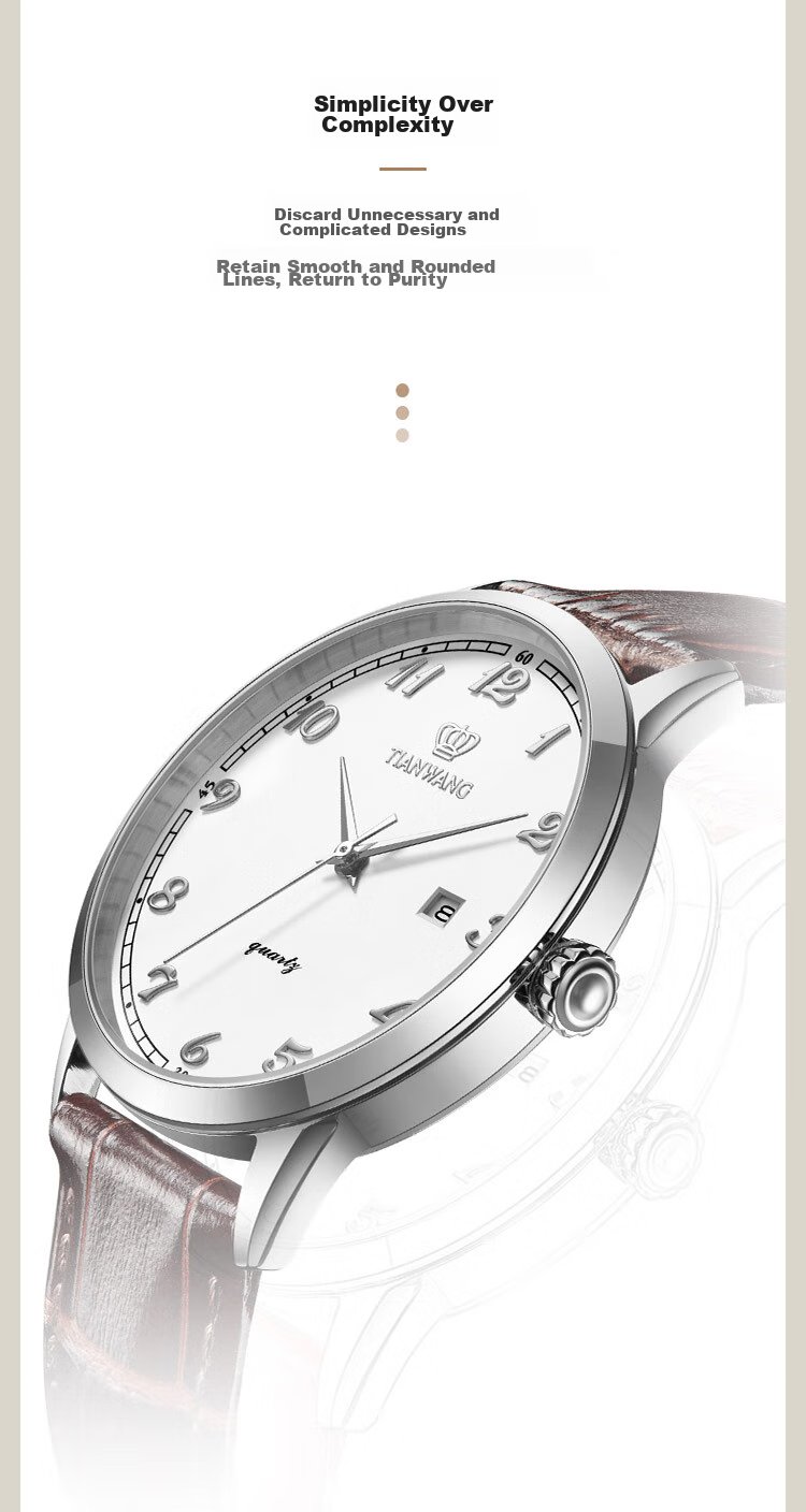 TIAN WANG Men's Watch, Student Watch Canghai Series Leather Strap Quartz White GS3886S.D.LC1.W 3
