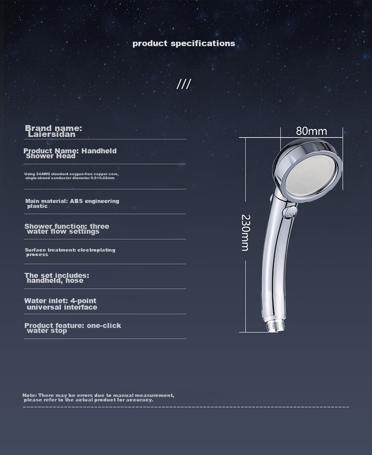 Larsd High-Pressure Shower Head Set, Handheld Shower Head, Shower Head And Flexible Hose Two-Piece Set LD3772 14