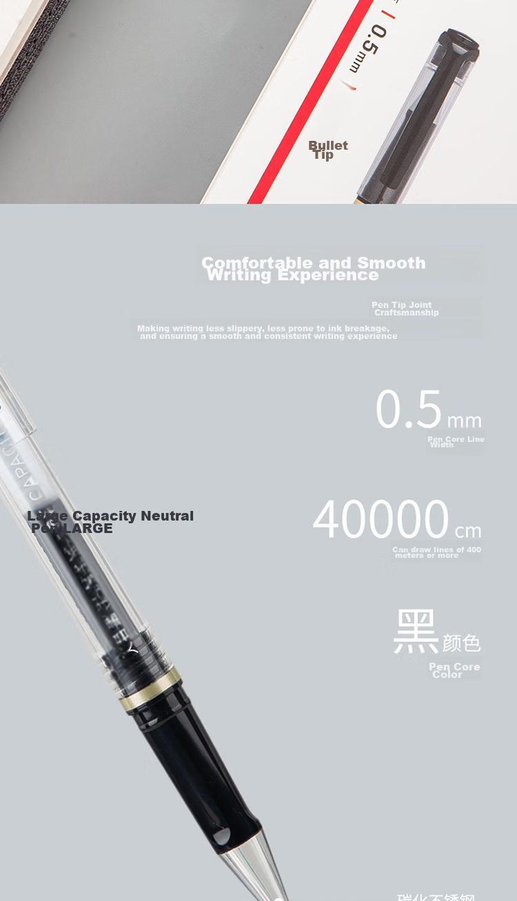 Deli 0.7mm Large Capacity Gel Pen, Bullet Tip, Business Signing Pen, 12 Pens/box DL-S148 for College Entrance Exam 6