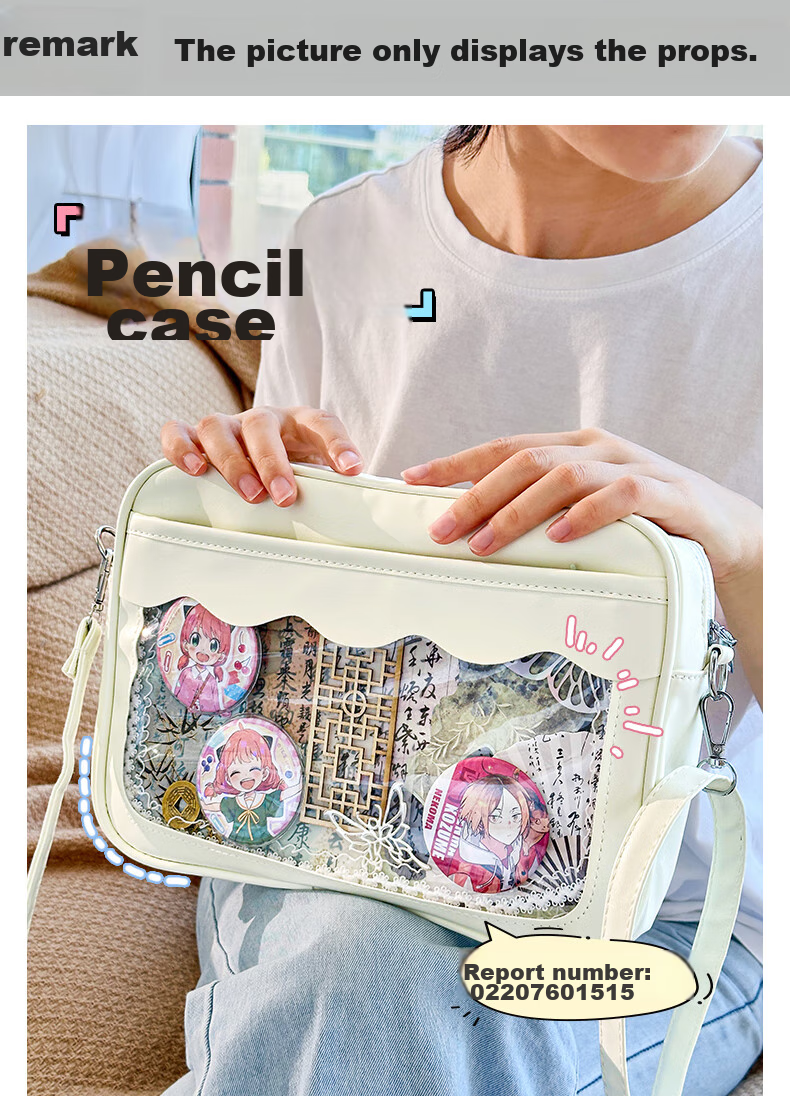 Sannianerban Transparent Pencil Case, Small Capacity, Transparent Pencil Pouch, Pain Bag, Stationery Bag for Female Students, New Niche Pencil Case Design, Anime Style Pencil Holder, Christmas Gift, Blue 1