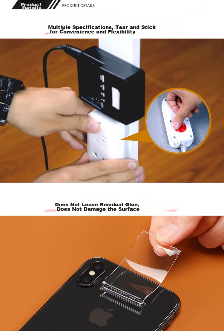 3M Double-Sided Tape VHB™ Strong, Traceless, Heat-Resistant ETC Adhesive 4910 Transparent Model, Length 60mm * Width 90mm, 5 Pieces 2