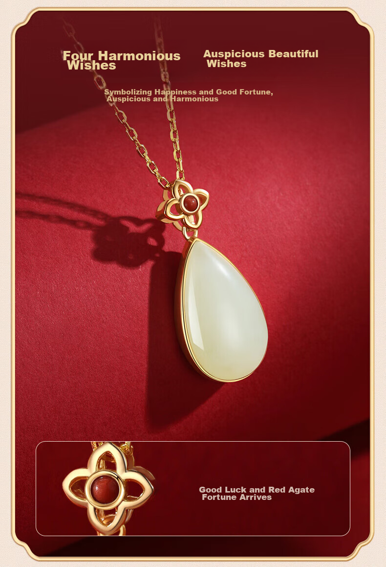 Zhenshangyin Chinese Gold Hetian Jade Silver Necklace with Jade Pendant, Women's Birthday Gift for Girlfriend, Wife, Or Mother, S925 5