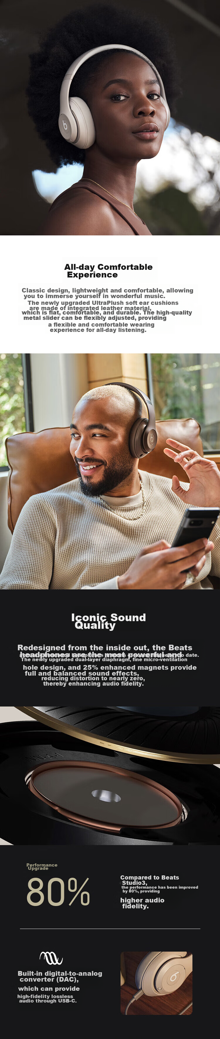 Beats Studio Pro Wireless Over-Ear Headphones [Qixi Gift], Bluetooth Active Noise Cancellation, Compatible with Apple And Android Devices, Black 2