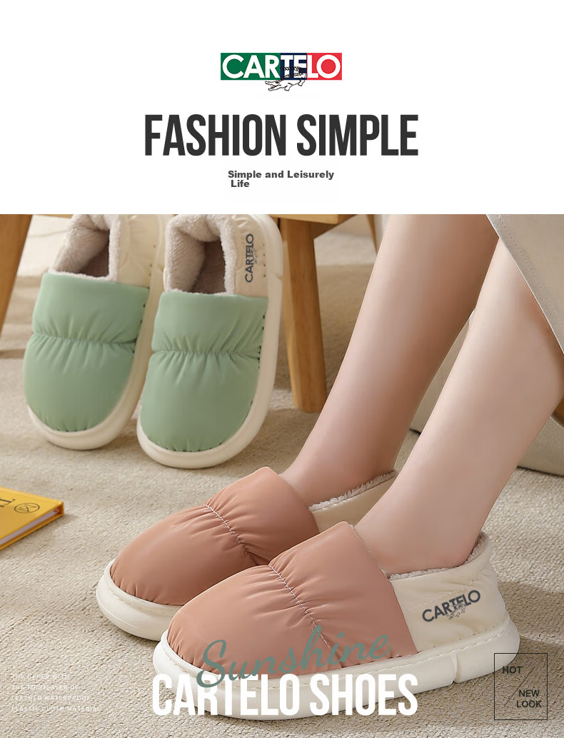 CARTELO Cotton Slippers for Women, Winter Heel-Covered Fleece-Lined Warm Maternity Shoes Cotton Footwear 1008M Green Size 36-37 1