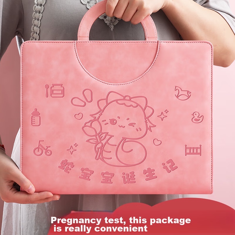 Jiaranheng Horse Year Handheld Pregnancy Check-Up Organizer, Prenatal Report Form, Maternity Pregnancy Record Book, Ultrasound Examination Form, File Folder, Large Capacity Collection Book, Pink