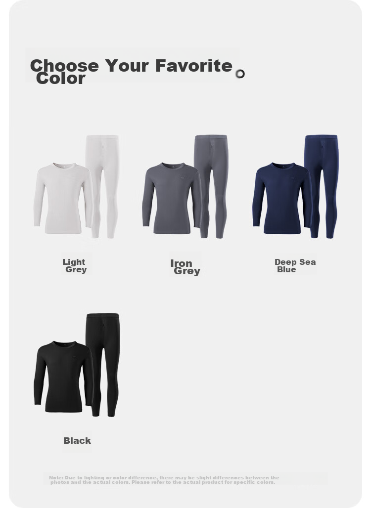 MiiOW [Xinjiang Long-Staple Cotton] Men's Thermal Underwear, Seamless Antibacterial Autumn Top And Bottom, Thin Round Neck Base Layer Set 15
