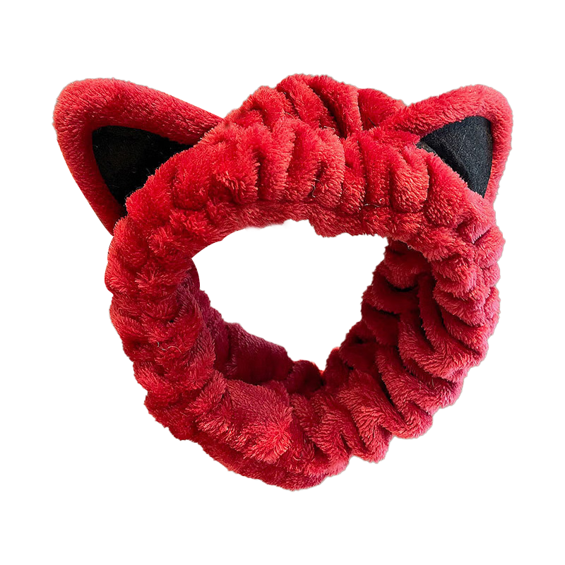 Jianyingshu Meow Meow Hair Tie (Crimson), Face Washing, Makeup Application, Face Mask, Hair Wrap, Headband, Hair Accessory, Hair Cover