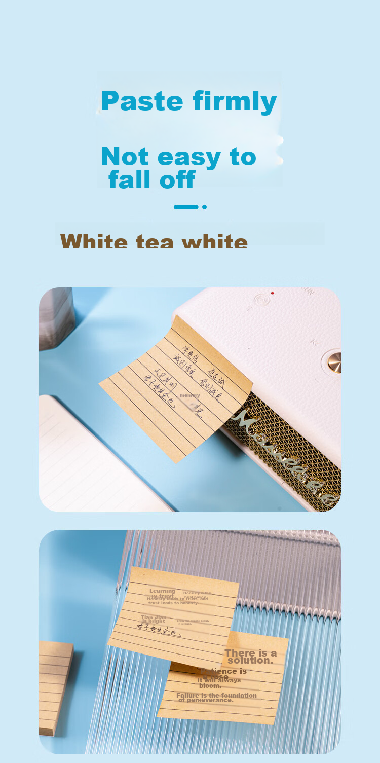 NVV Kraft Paper Sticky Notes, 400 Sheets in Total, Label Stickers, Adhesive Horizontal Lines, Memo Pad, Message Paper, Memo Pads, Office Supplies, Kraft Horizontal Striped Version, 5-Pack BL-11 7