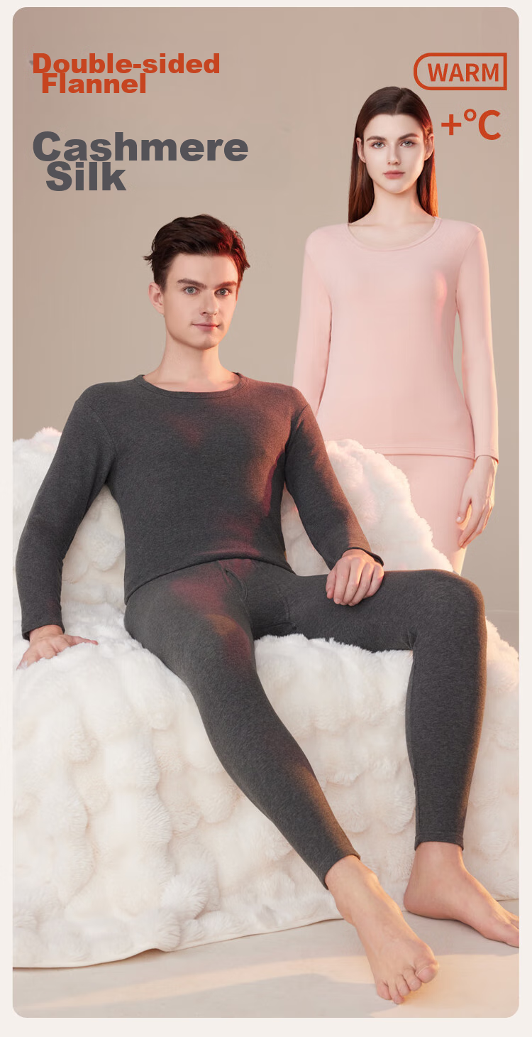 Ordifen [Cashmere And Silk Thickened Set] Winter Women's Thermal Underwear Base Layer Autumn Top And Pants Set, Purple, M 1