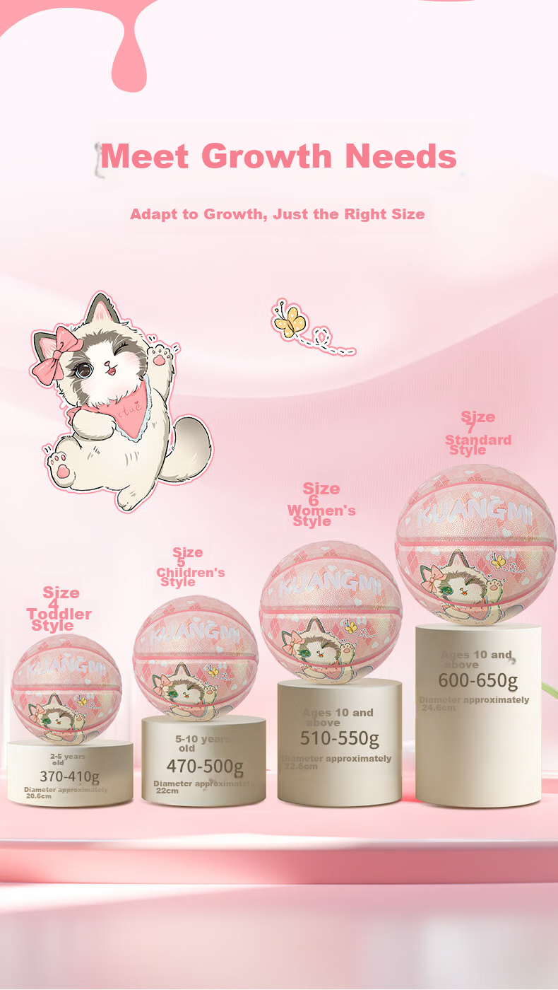 Kuangmi Cute Ragdoll Cat Basketball, Size 4, for Children in Kindergarten And Elementary School, Boys And Girls Training, Competition, Birthday Gift Ball 4