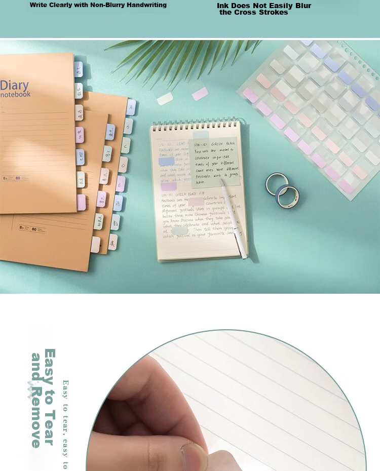 Sannianerban B5/400 Loose-Leaf Paper Index Tabs, Student Small Sticky Notes for Writing, Classification Markers, Label Stickers 5