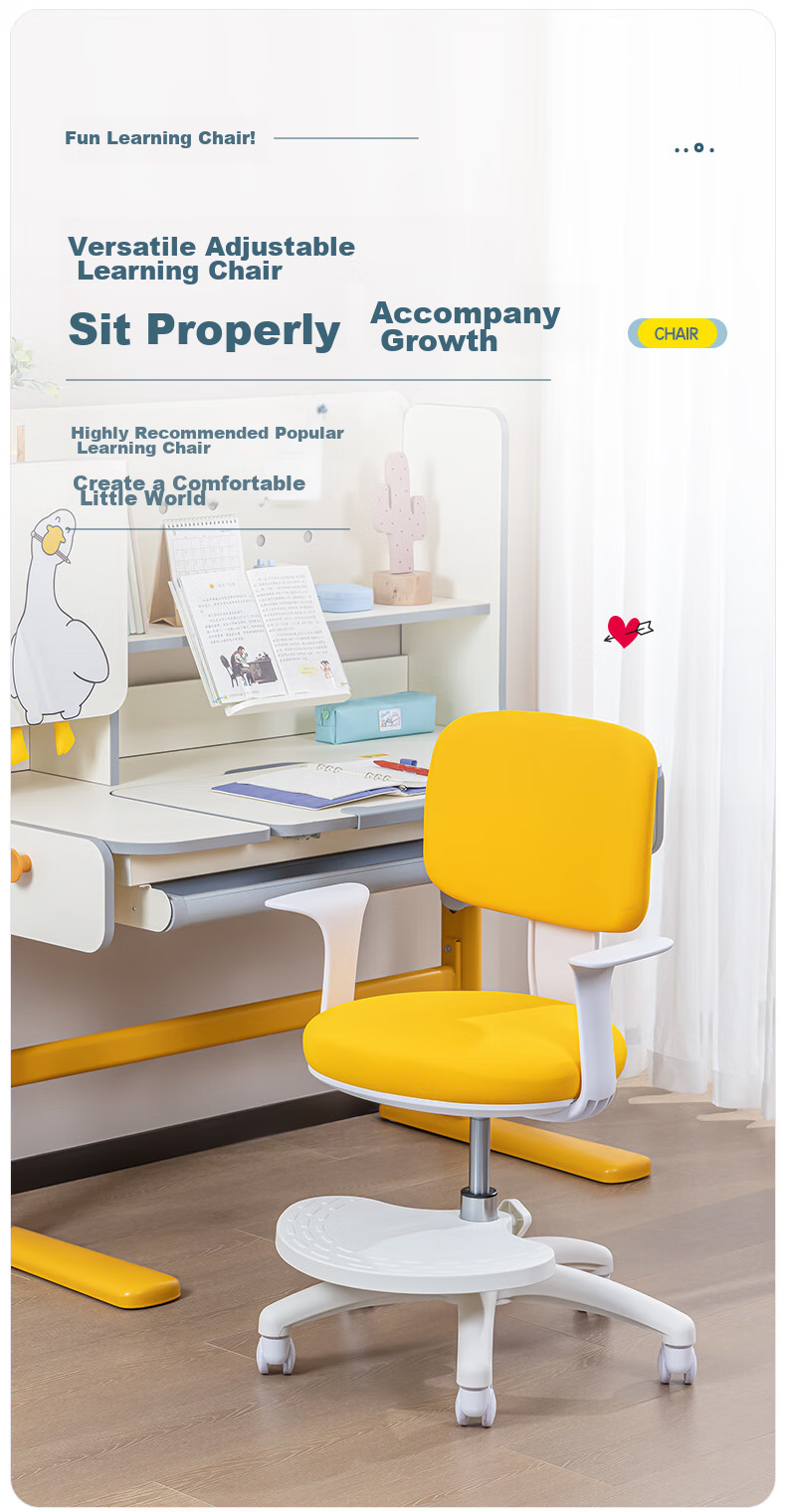 Deli 87108 Children's Study Chair, Writing Desk And Chair, Ergonomic Height Adjustable Seat, Beige (Single Chair) 1
