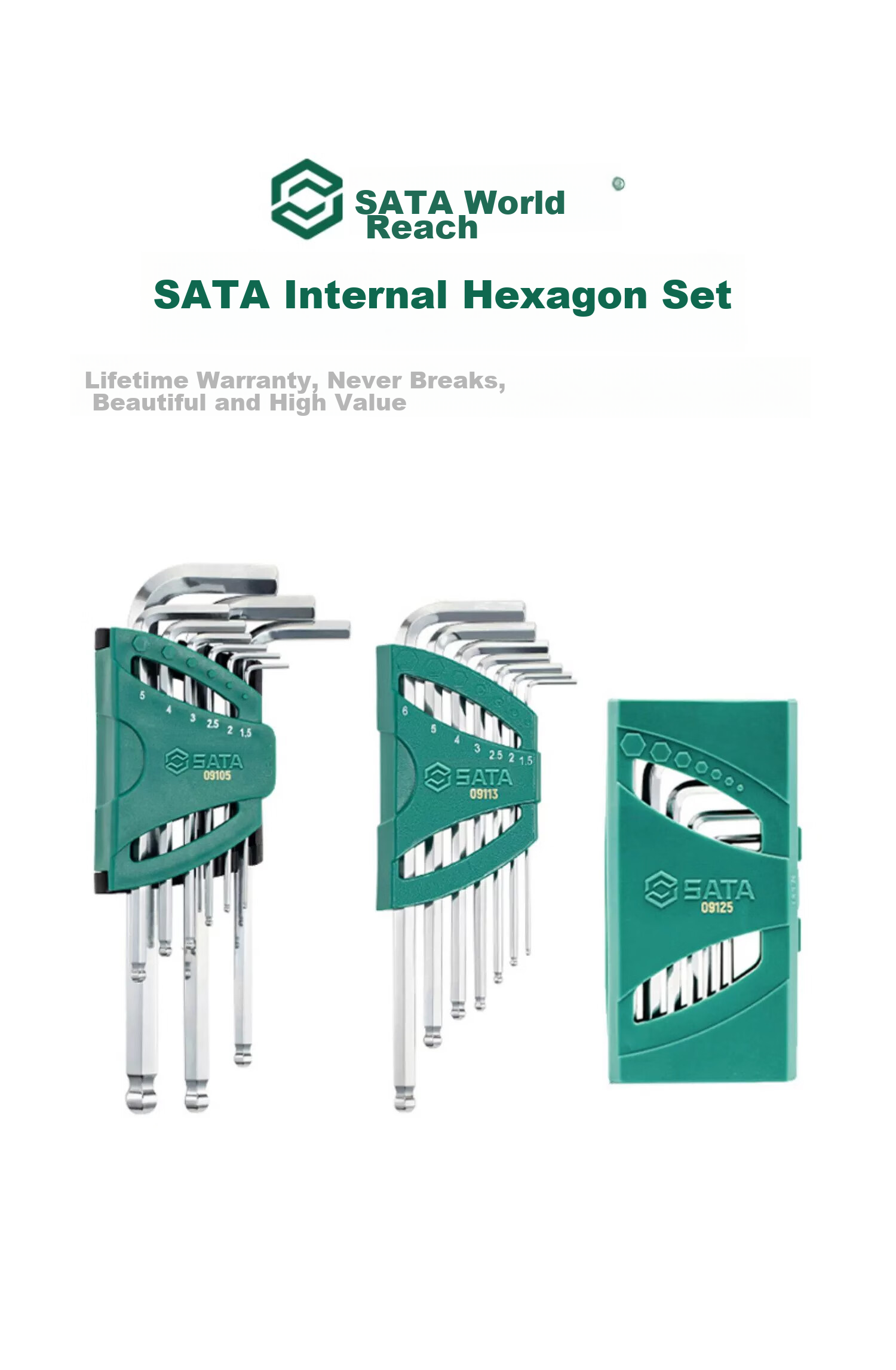 SATA 7-Piece Extra-Long Ball-End Hex Key Set 09109, Hex Screwdriver, Hexagonal Wrench 2