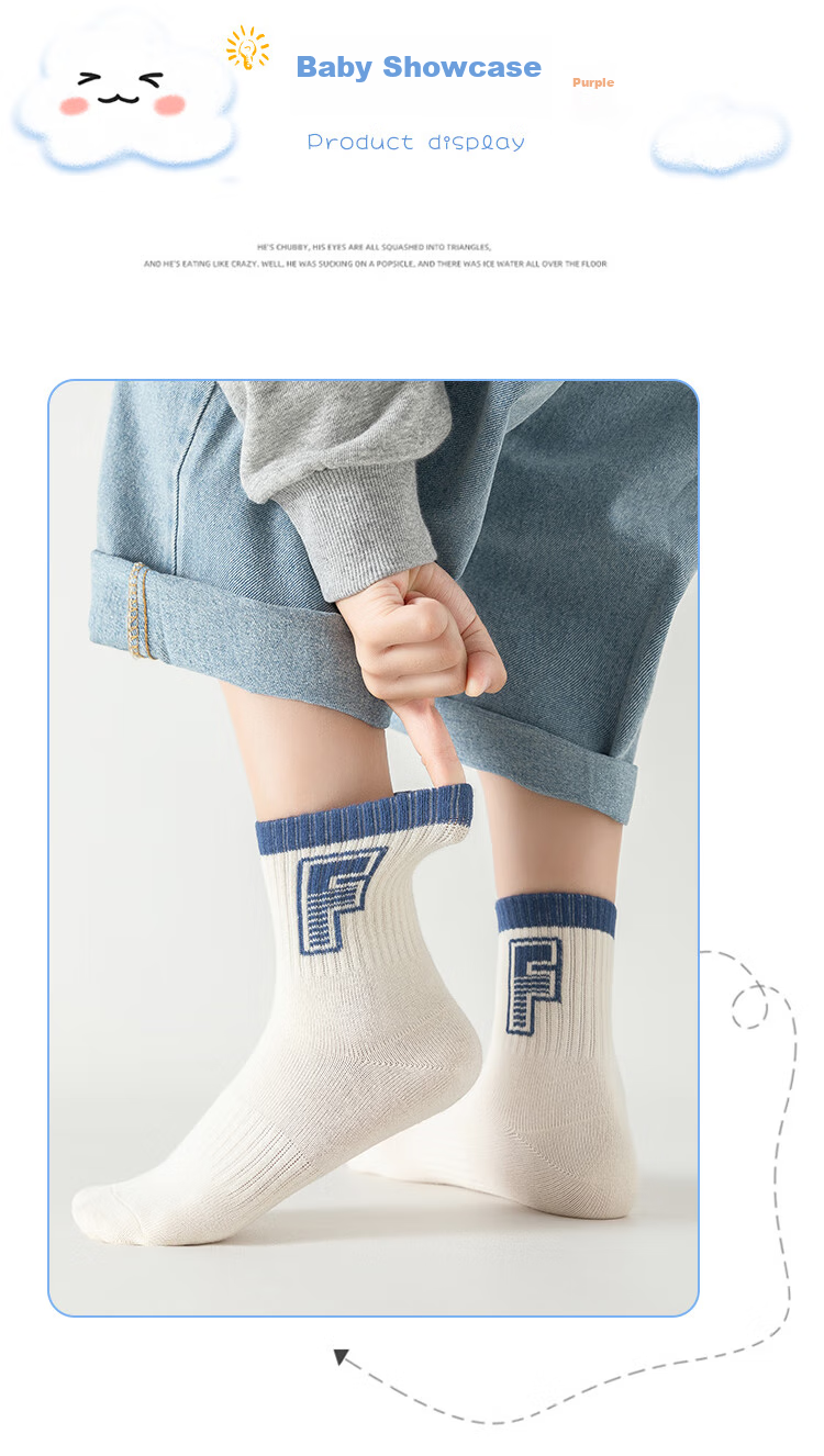 LangSha Children's Socks, Boys' Mid-Calf Cotton Socks for All Seasons, High-Elastic Breathable Comfortable Sports Socks for Older Kids And Teenagers, 5 Pairs Per Pack 6