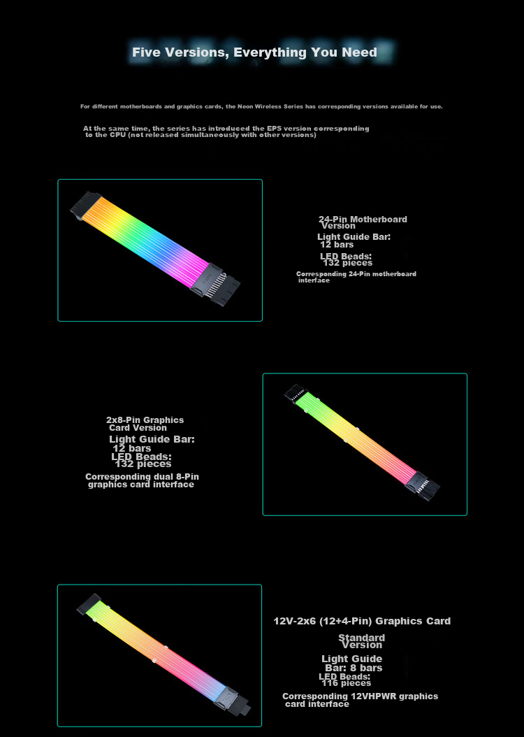 LIANLI Strimer Yicai Nici Xian Fourth Generation Wireless Version, Graphics Card Extension Cable 12+4-Pin Standard Version, Power Extension Cable, RGB Cable 3