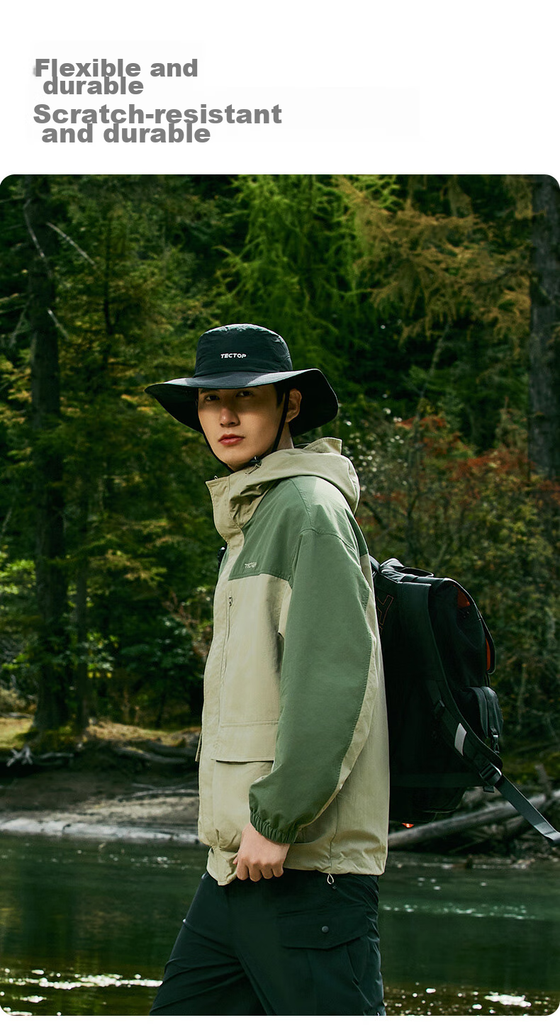 TECTOP Windproof Outdoor Hiking Jacket, Casual Outerwear, 2412205WT, Olive Green/ebony Gray, Size S 9