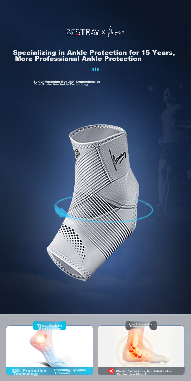 Bestray Ultra-Thin Ankle Brace for Sprains, Post-Injury Sports Basketball Wrist Support, Lightweight Ankle Protection Sleeve 10