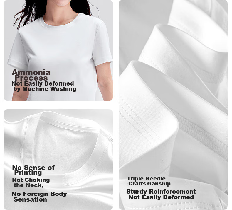 MiiOW Unisex T-Shirt, Liquid Ammonia Pure Cotton, White Short-Sleeve Round Neck, Thin Casual Sporty Base Layer 19