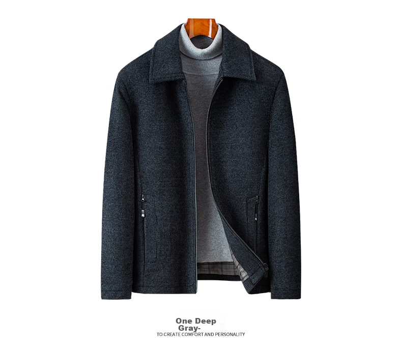 Baocaiyang Dad's Woolen Coat for Men, Spring And Autumn Thick Lapel Business Suit Jacket for Middle-Aged And Elderly 23