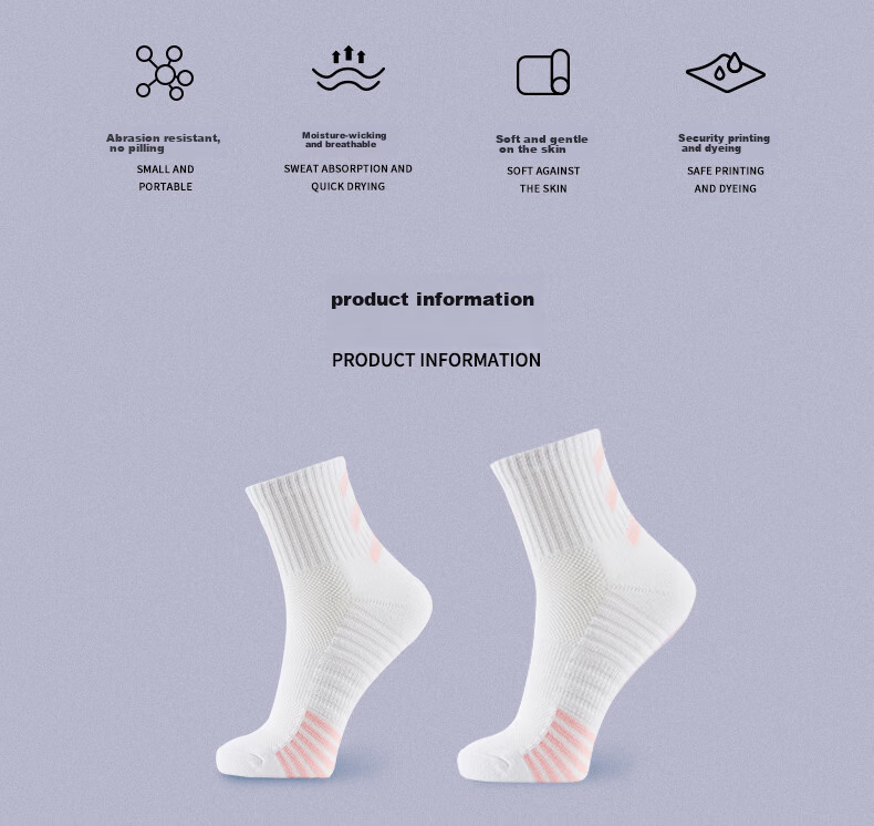 Kawasaki Professional Badminton Socks, Basketball Running Sports Socks, Breathable, Supportive, Shock-Absorbing, Thickened Terry Bottom, Women's Mid-Length Socks, KW-Q247, White (Three Pairs), One Size Fits All 2