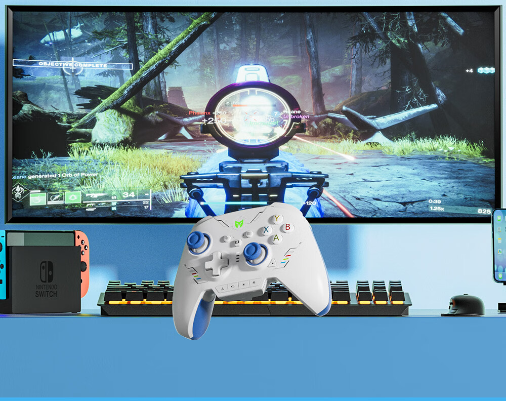 Mojiang Rainbow 2 Se Wireless Game Controller Switch Pro Bluetooth Motion Sensing Vibration for PC, Mobile Phone, Steam, Apex Legends, Black Myth: Wukong, Horizon 6 Precise Blue 16