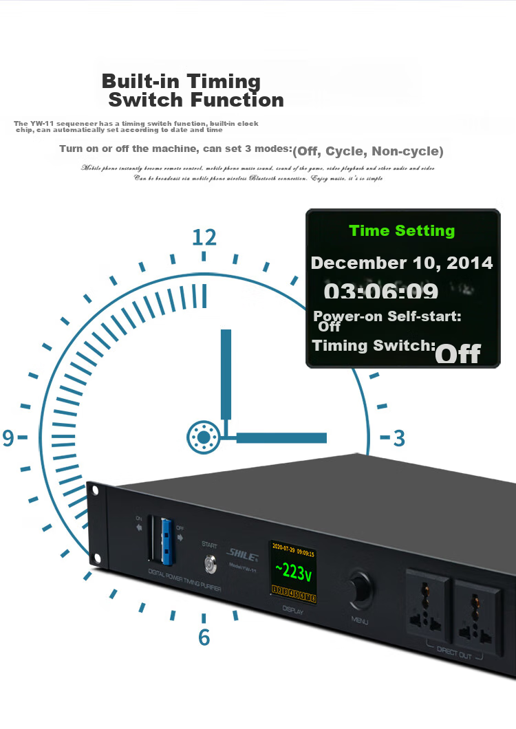 SHILE YW-11 Professional Engineering 8-Channel Power Sequencer, 232 Serial Port Conference Stage Amplifier Audio Equipment, Air Switch High-Power Controller 5
