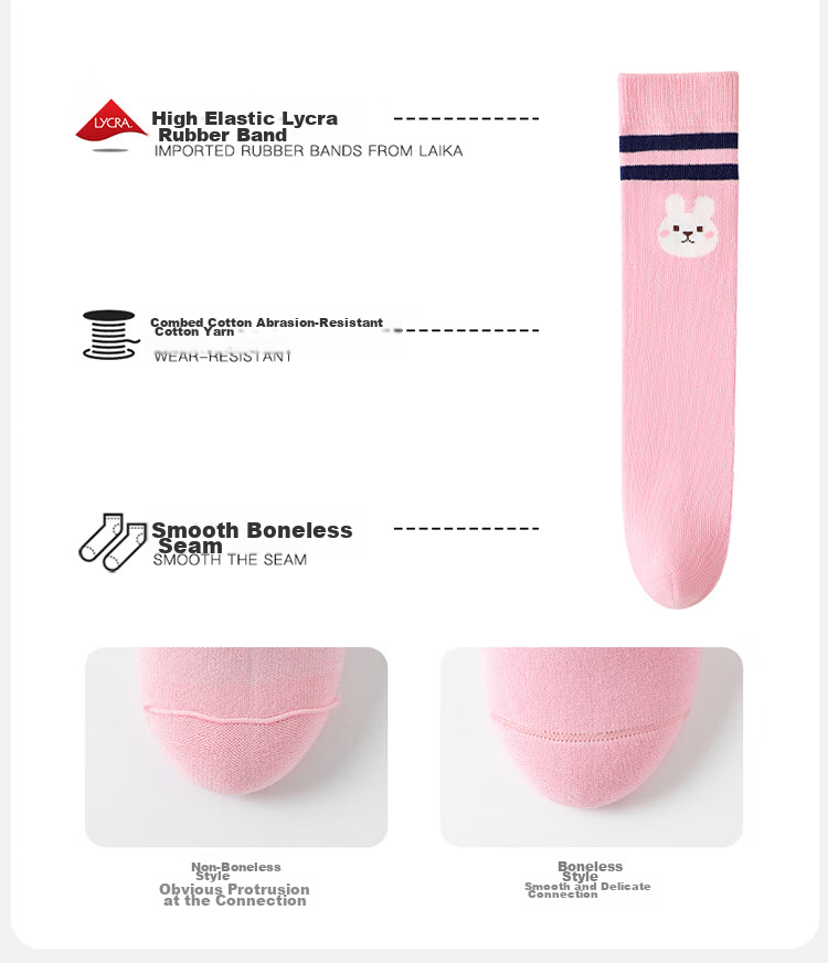 Bingxuemumian Children's Socks, Girls' Knee-High Socks, Spring Autumn Winter School Style Cotton Socks, Seamless Mid to Big Kids Versatile Calf Soccer Socks 9