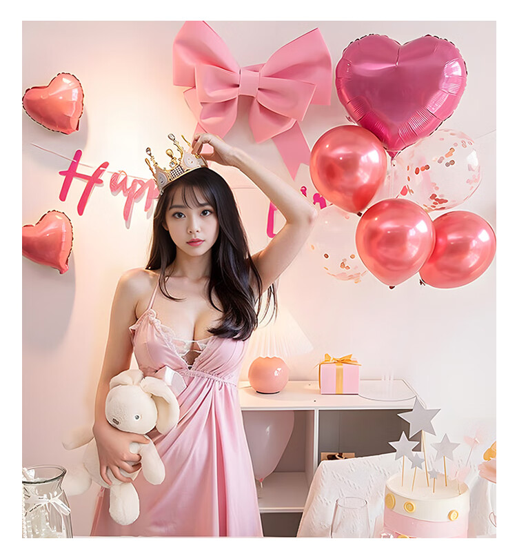 Kuyibao Birthday Scene Decoration for Women, 18th Birthday Decorations, Backdrop Setup, Balloons, Eighteen Party, Adult Ceremony 8