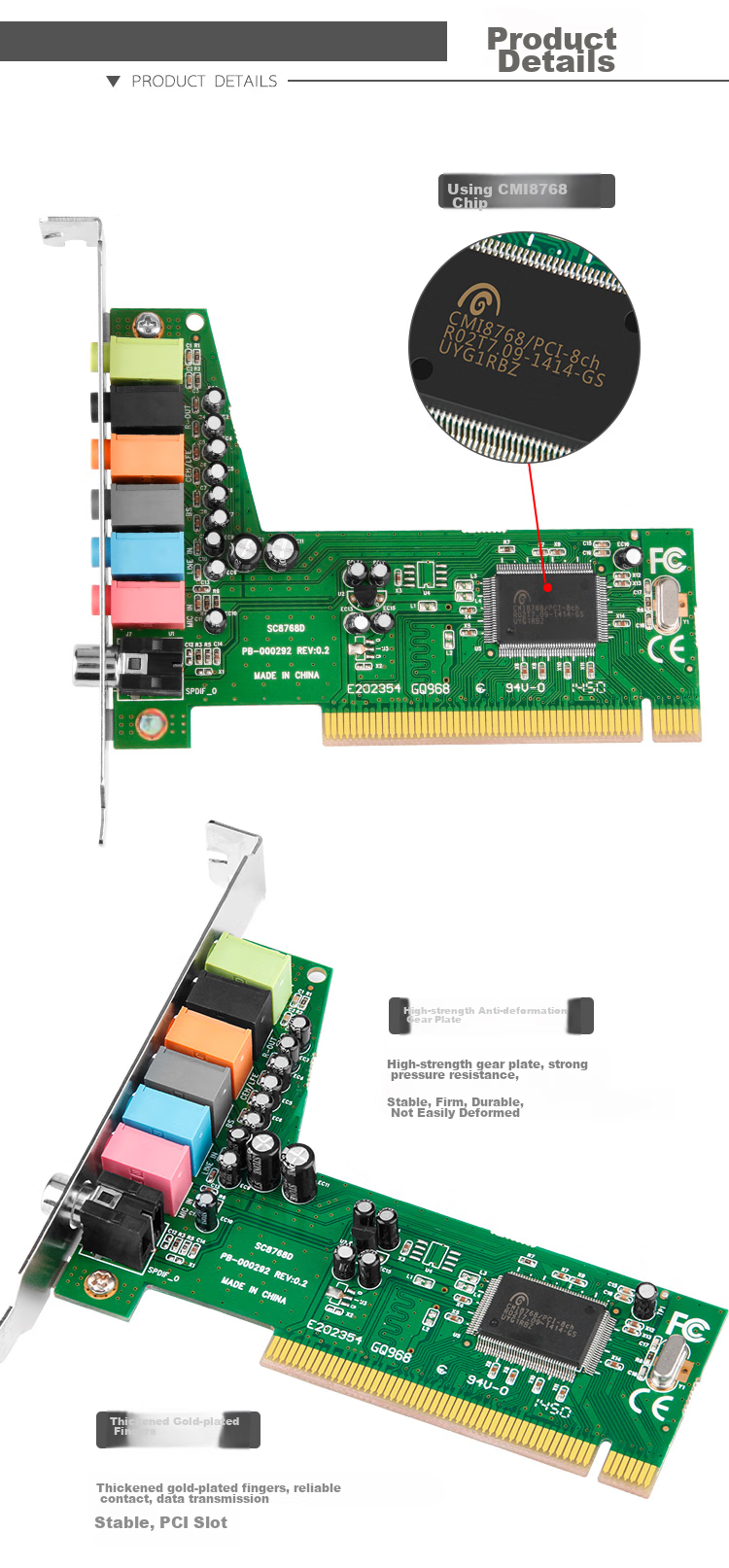 MOGE Desktop PCI 7.1 Channel Surround Sound Card, MIC Output High-Definition Audio-Video Gaming Sound Card, Not for Live Streaming, MC1207 4