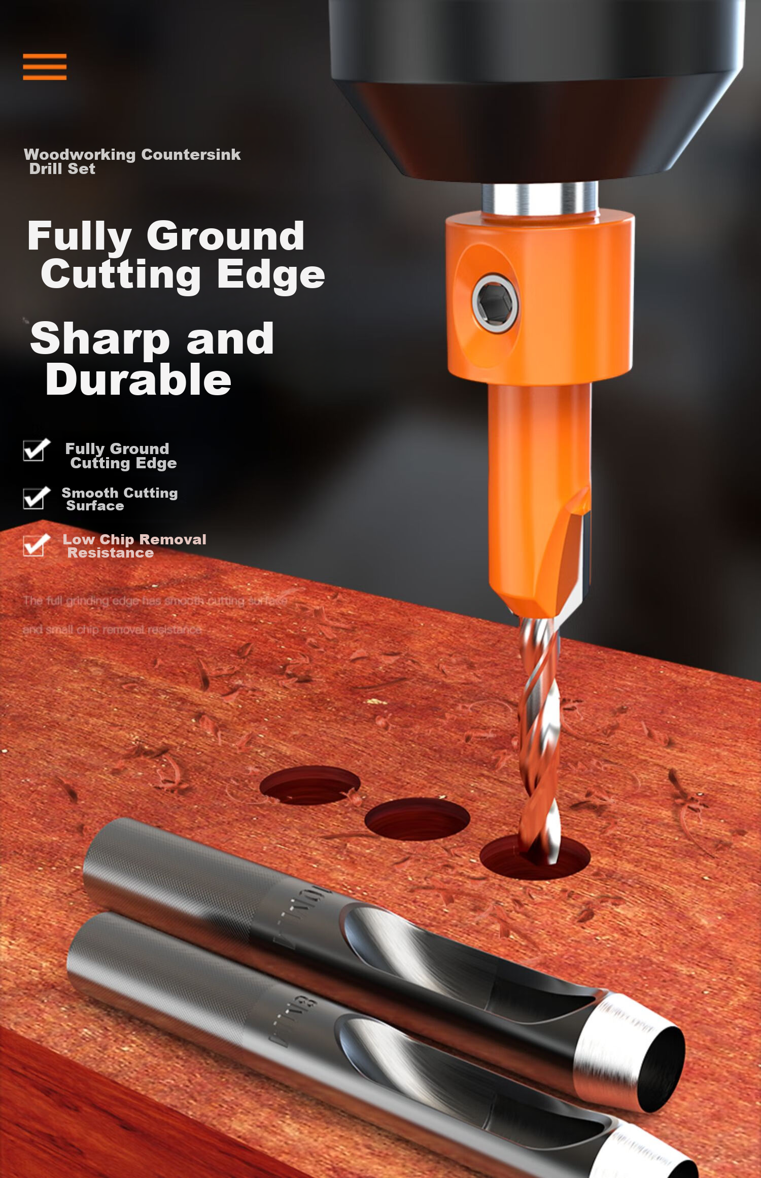 HUHAO Countersink Drill Bit, Hole-Making Tool, Wood Screw Stepped Salad Drill, Deep Hole Guide Tool Set, Woodworking Hole Opener 1