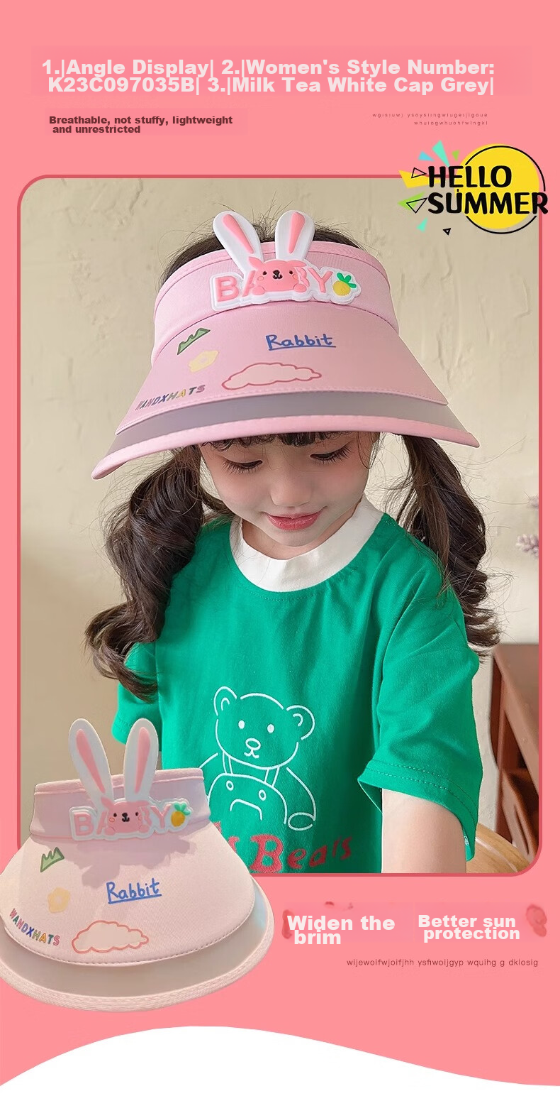 Ousen Children's Sun Protection Hat, New Summer Style Baby Sun Visor Cap, Little Girl UV Protection Wide Brim Hat, Girls' Visor Cap 1