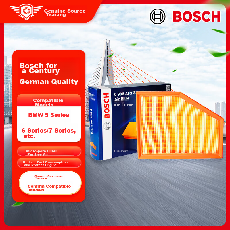 BOSCH Air Filter Element Cleaner 3315 for BMW 5 Series 525Li 530i 535Le 730Li 740Le 630 X3 X4 X5 X6