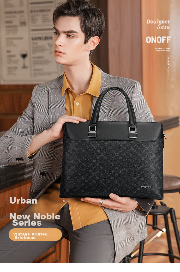 GOLF Briefcase, Men's Handbag, 14-Inch Laptop Bag, Business Office Travel Shoulder Crossbody Bag 1