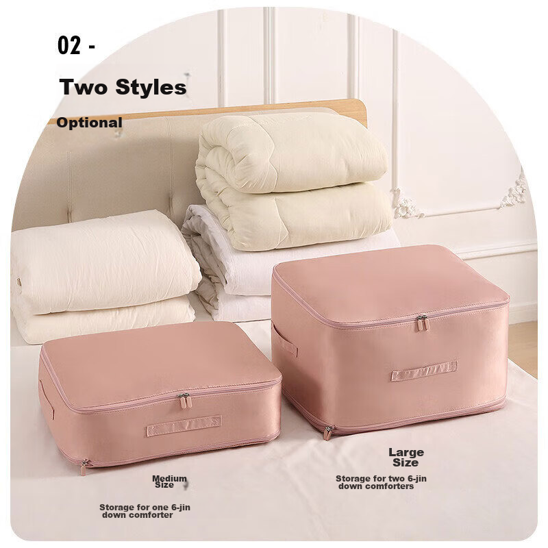 QDZX Quilt Compression Storage Bag, Organizing Bag, Moisture-Proof Bag, Clothes Packaging Quilt Storage Bag, Large Apricot Pink 080