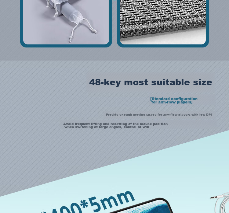 LESAILES Gaming Mouse Pad, Smooth FPS Gaming-Specific Large And Small Sizes, Waterproof Fine Surface Computer Desk Pad, ATK Kongzhi Dye Red, 2mm Deep Edge Banding, 480x400x5 9