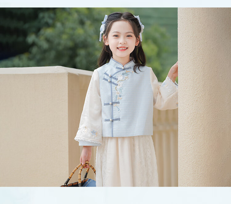 Qibao Hanfu Girls Spring Autumn 2025 New Children's National Style Baby New Chinese Children's Clothing Frost 130 10