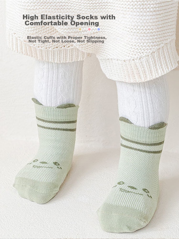 9I9 Baby Socks, Mesh Floor Socks, Glue-Dotted Non-Slip Socks, Children's Socks, Toddler Socks, 4 Pairs, 0-1 Year Old, A36 6
