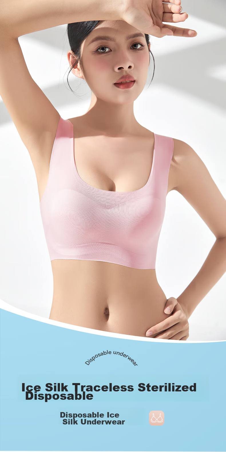 JOYTOUR Disposable Bra, Seamless Breathable Ice Silk Underwear, Thin Summer Style for Women, Travel And Business Trip Use, No Washing Required - White M 1
