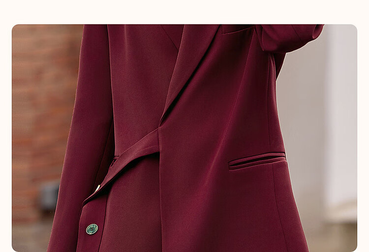 Dme [Zhi Gan Suit Set] Spring And Autumn Classic Buckle-Up Top with Long Pants, Women's Business Suit Two-Piece Set 4