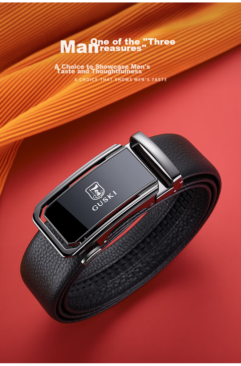GUSKI Brand Genuine Leather Men's Belt with Automatic Buckle, Business Trouser Belt in Gift Box, Birthday Gift for Boyfriend Or Husband 11