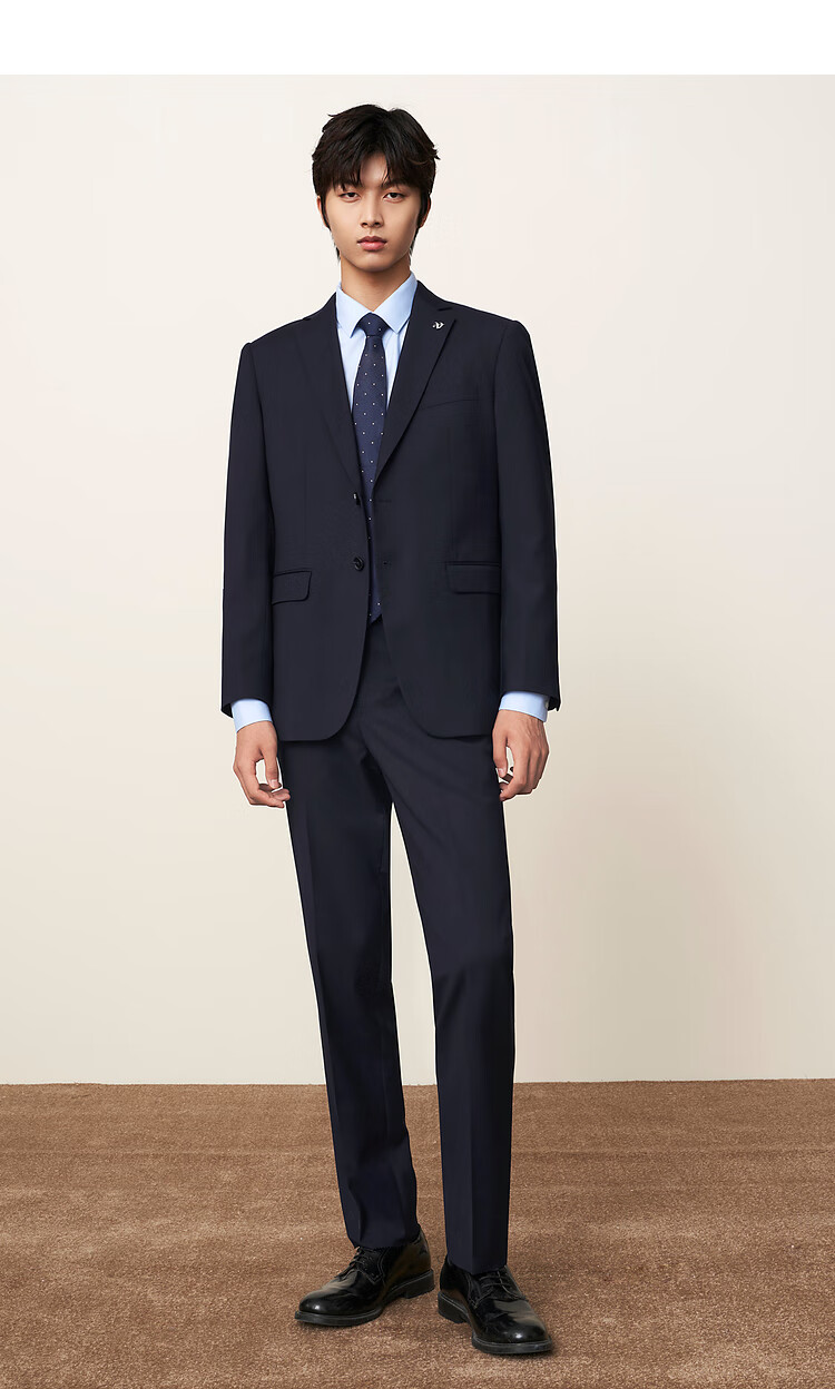 HLA Men's Suit Set, Spring And Autumn Light Business Classic Series Suit Set for Men, Navy Blue 180/96A(50A) 12