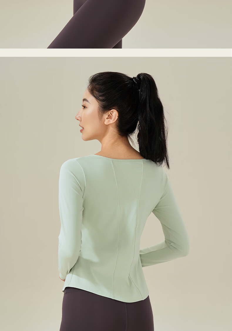 Ziyouxi Yoga Wear for Women, Spring And Autumn Quick-Dry Sports Fitness Top T-Shirt, Pilates Dance Training Long-Sleeve Cover-Up 15