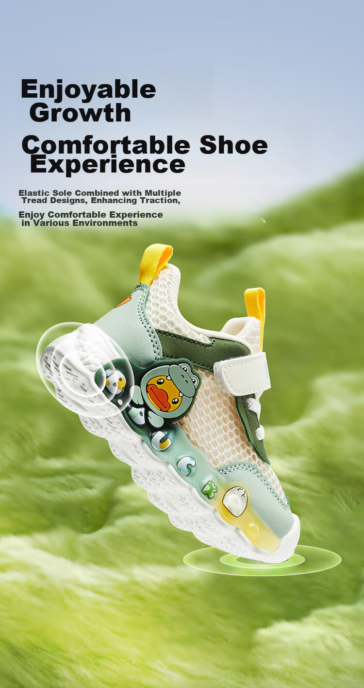 B.Duck Children's Walking Shoes, Boys And Girls Light-Up Shoes, Summer Breathable Mesh Sneakers, 3957 Blue And White, Size 30 7