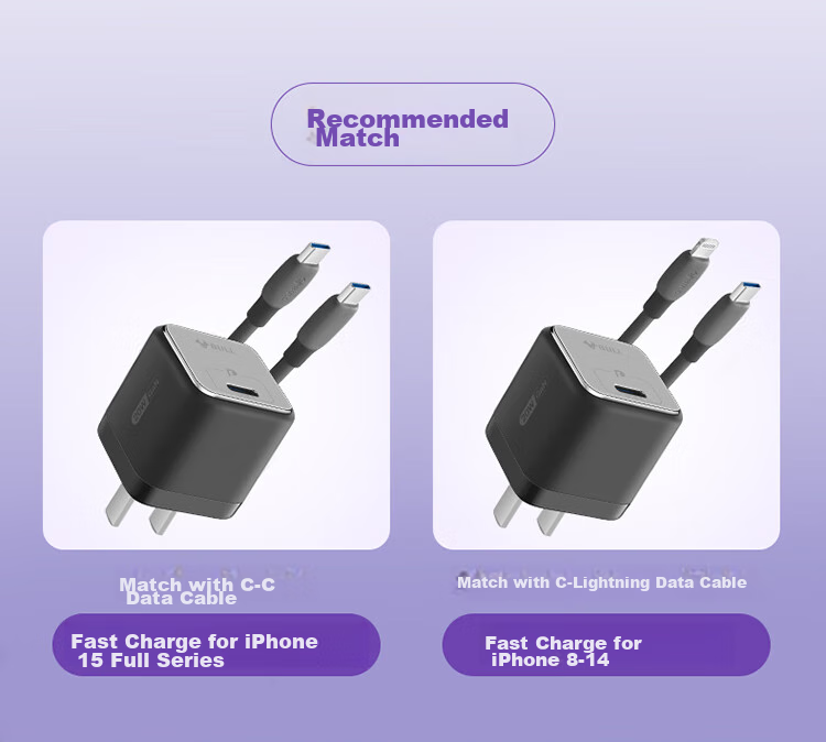 BULL GaN 20W Charger, Apple 18/17/16 PD Fast Charging Head, Auto Shut-Off When Fully Charged, Suitable for IPhone 14/13 Pro Max, [20W GaN] Pebble Gray 1