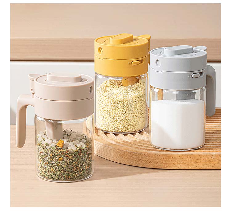 KATEI STORY Japanese Seasoning Storage Box, Countertop Spice Rack, Salt Container with Multiple Compartments, Kitchen Organizer for Home Use, Spice Storage Shelf 18