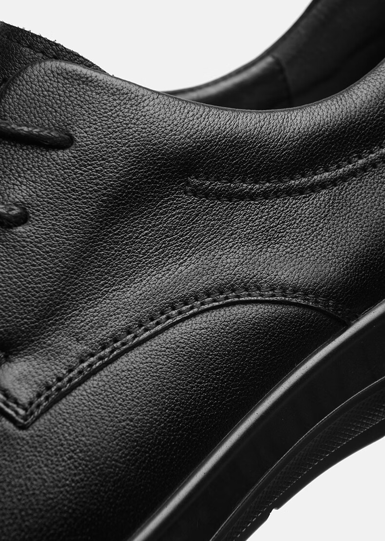HLA Men's First Layer Cowhide Classic Business Formal Casual Leather Shoes T064 Black Size 42 14