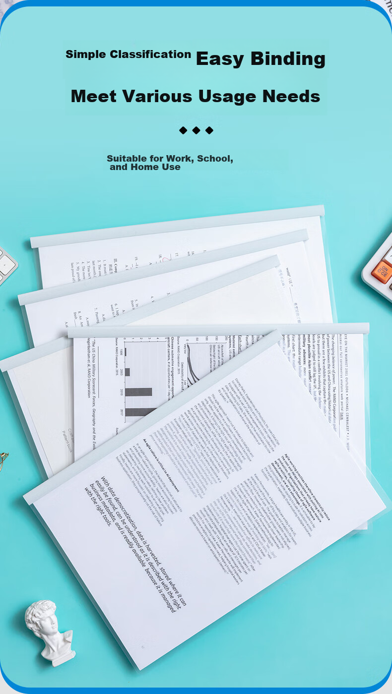 M&G Stationery, 10 Thick Transparent Slide Bar Folders with 5mm Triangular Pull Rods, Student Resume Folders, Exam Report Document Storage Folders, Office ADM4163 8